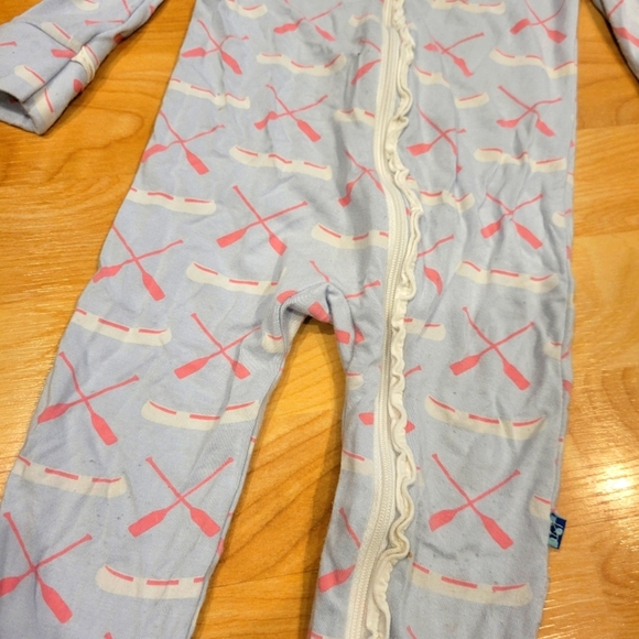 KicKee Pants Ruffle Bamboo Onesie Dew Paddles And Canoe Size 12-18 Months - Picture 3 of 7